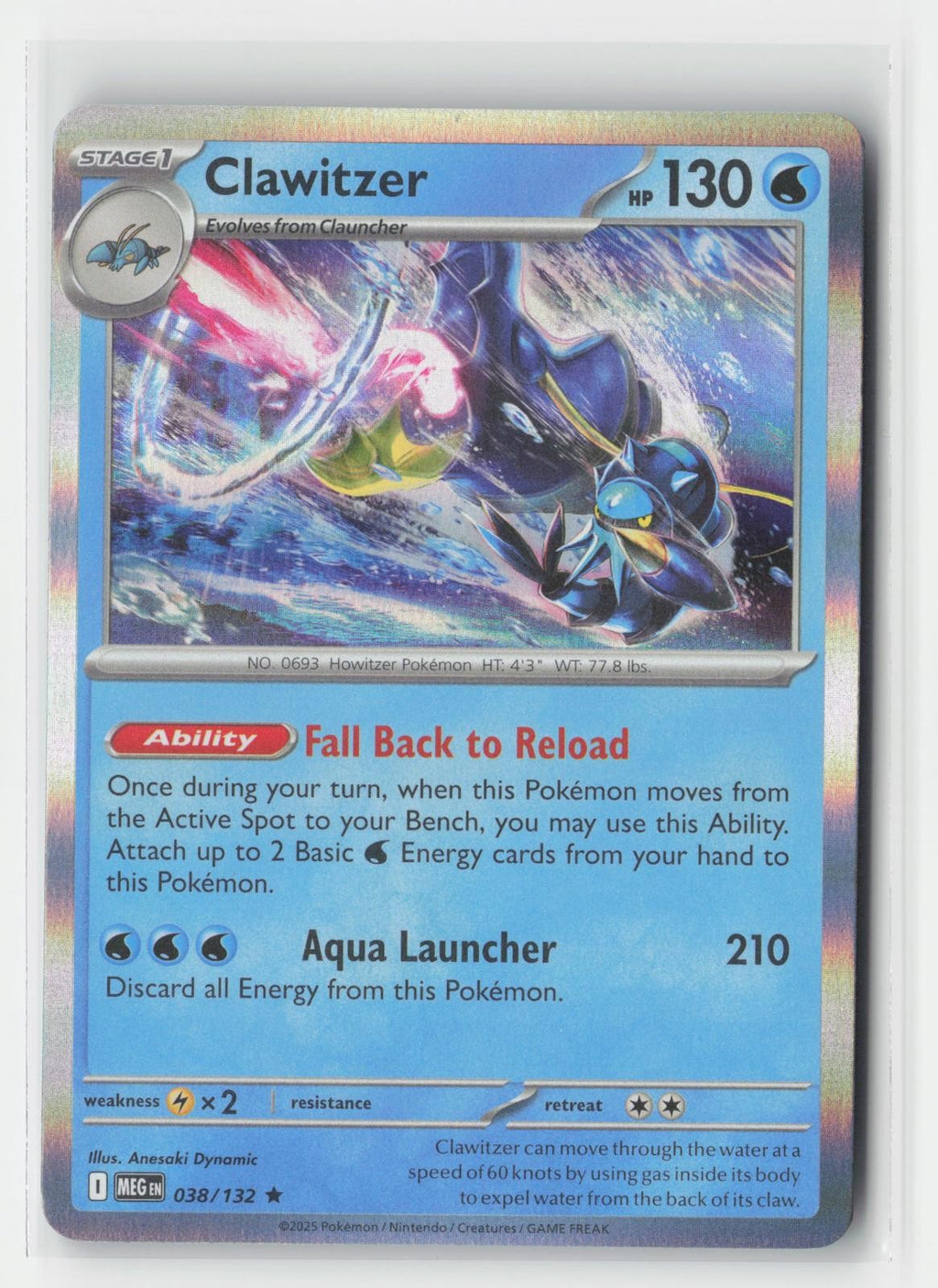 Clawitzer Holo Mega Evolution 038/132 R Pokemon NM