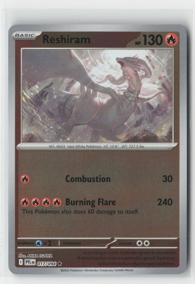 Reshiram Reverse Holo ME02: Phantasmal Flames PFL 017/094