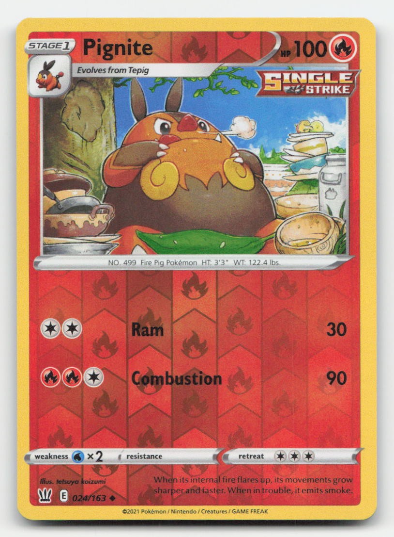 Pignite Reverse Holo Battle Styles 024/163 UC Pokemon NM