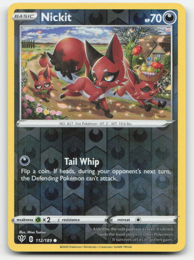 Nickit Reverse Holo Darkness Ablaze 112/189 C Pokemon NM
