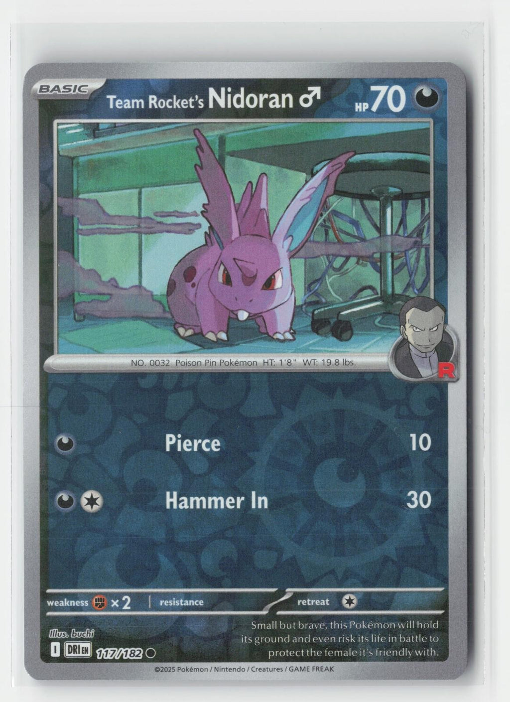 Team Rocket's NidoranM Destined Rivals 117/182 C Pokemon Reverse Holo NM