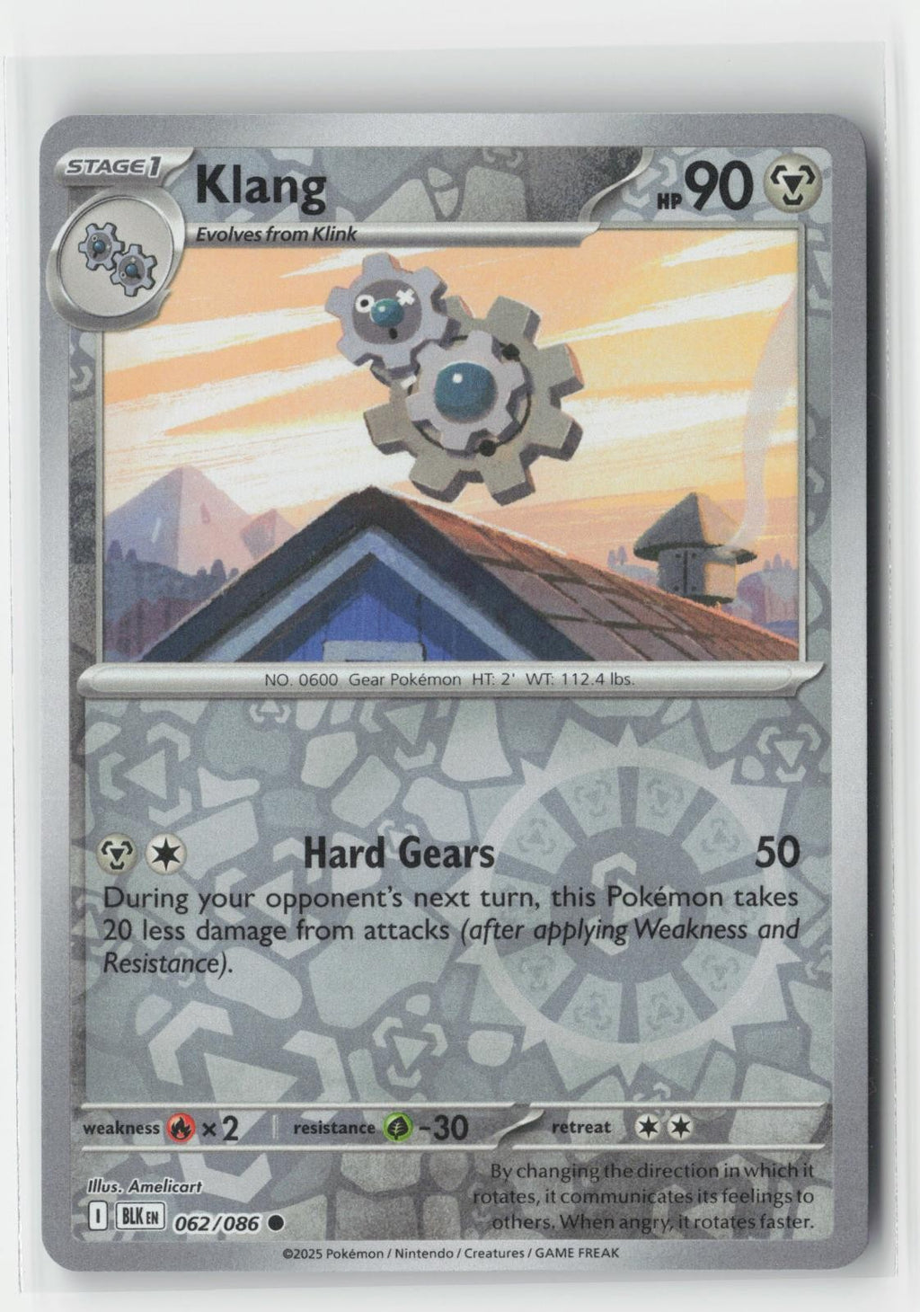 Klang Reverse Holo Black Bolt 062/086 C Pokemon NM