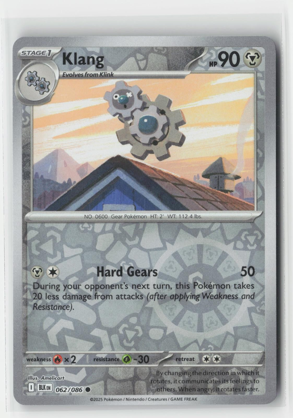 Klang Reverse Holo Black Bolt 062/086 C Pokemon NM