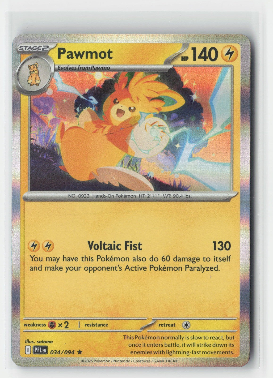 Pawmot Holofoil ME02: Phantasmal Flames PFL 034/094 Pokemon TCG