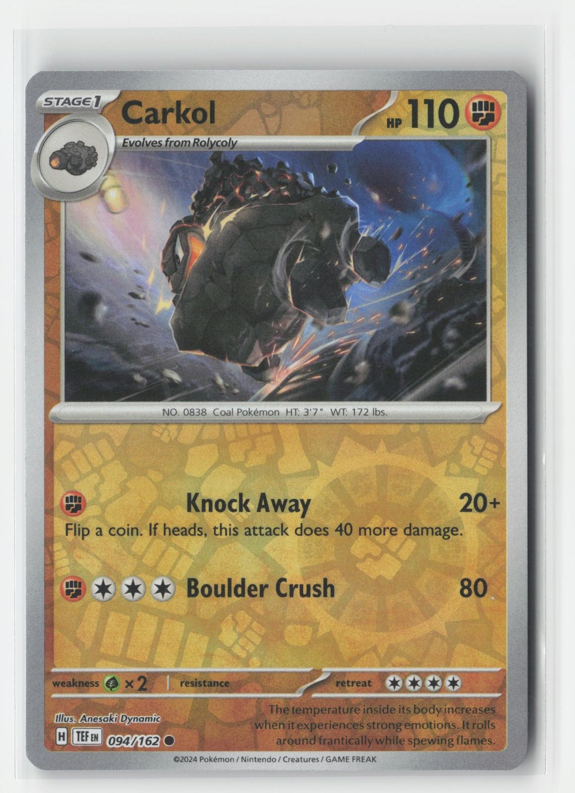 Carkol Reverse Holo Temporal Forces 094/162 C Pokemon NM