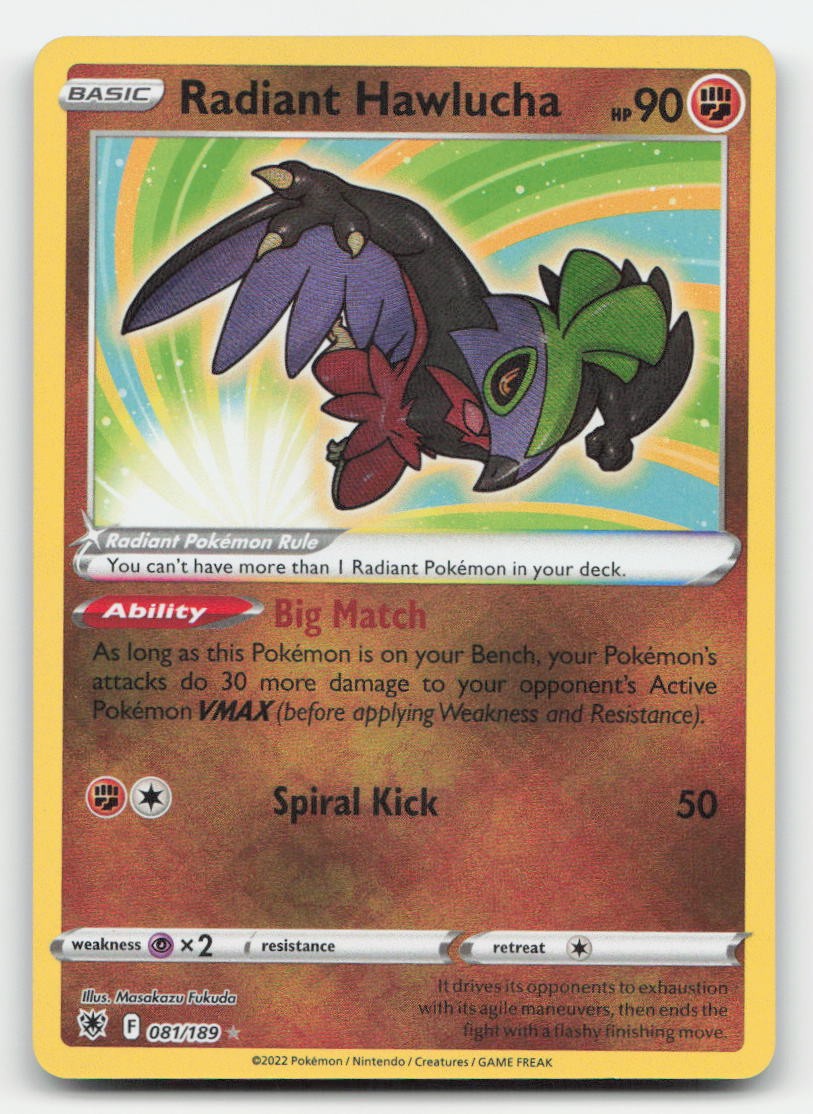 Radiant Hawlucha Holo Astral Radiance 081/189 Radiant Rare Pokemon NM