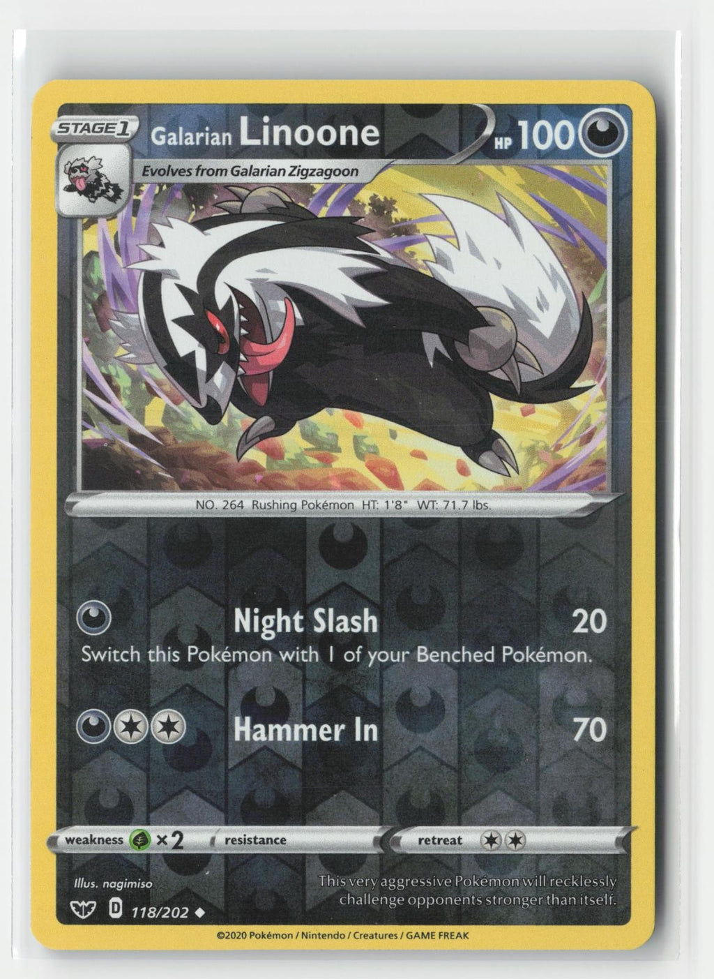 Galarian Linoone Sword & Shield 118/202 UC Pokemon Reverse Holo NM
