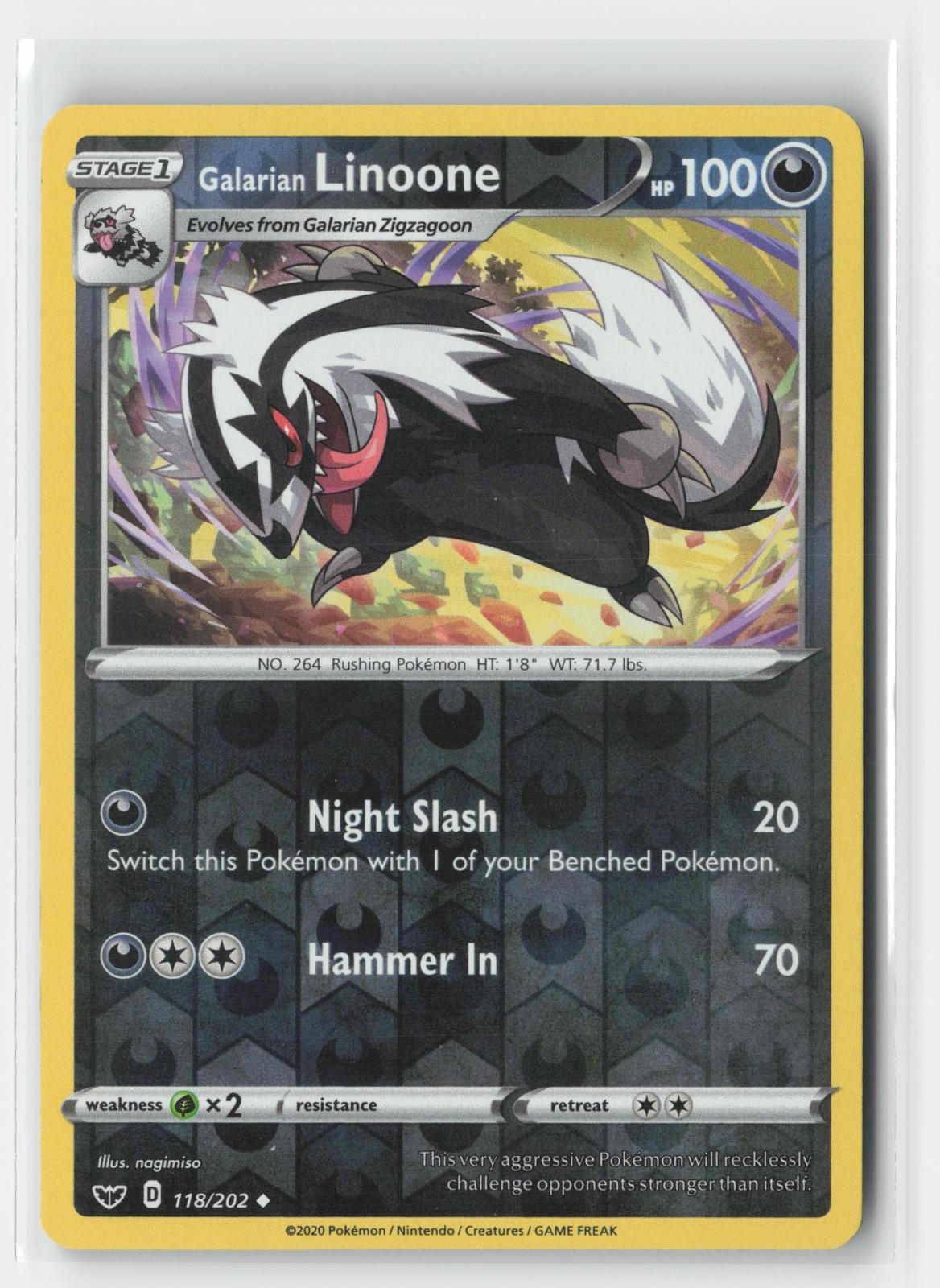 Galarian Linoone Sword & Shield 118/202 UC Pokemon Reverse Holo NM