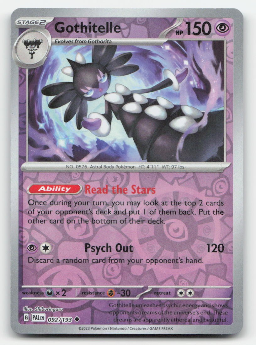 Gothitelle Reverse Holo Paldea Evolved 092/193 UC Pokemon LP