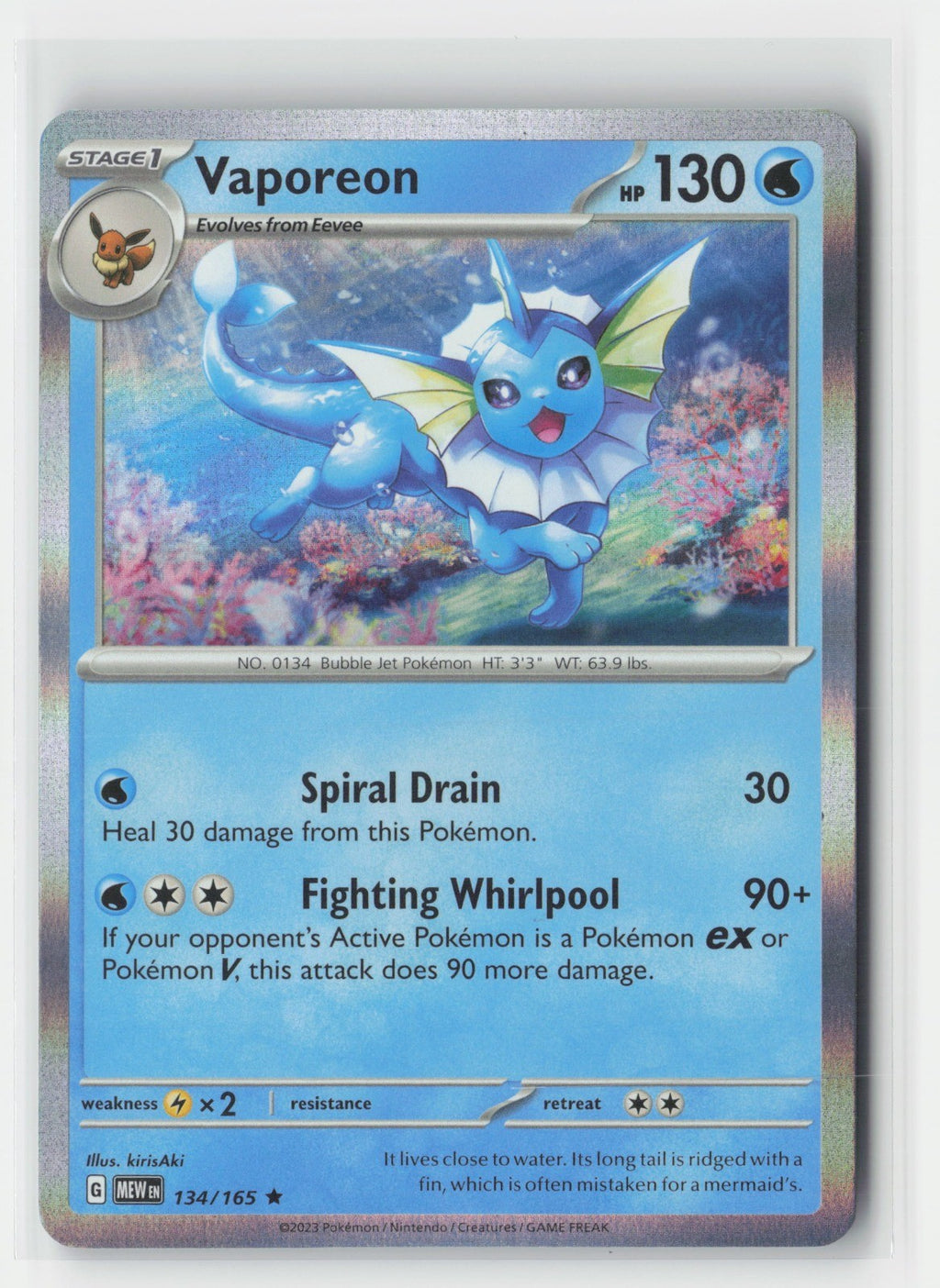 Vaporeon Holofoil SV: Scarlet & Violet 151 MEW 134/165 Pokemon TCG