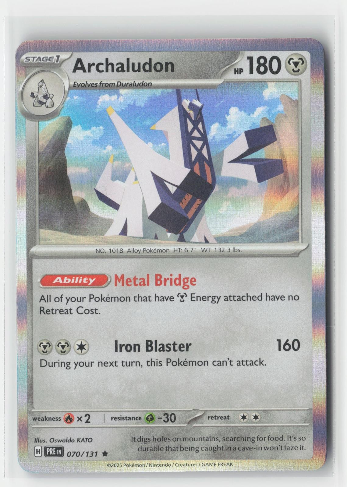 Archaludon Holo Holo Prismatic Evolutions 070/131 R Pokemon NM