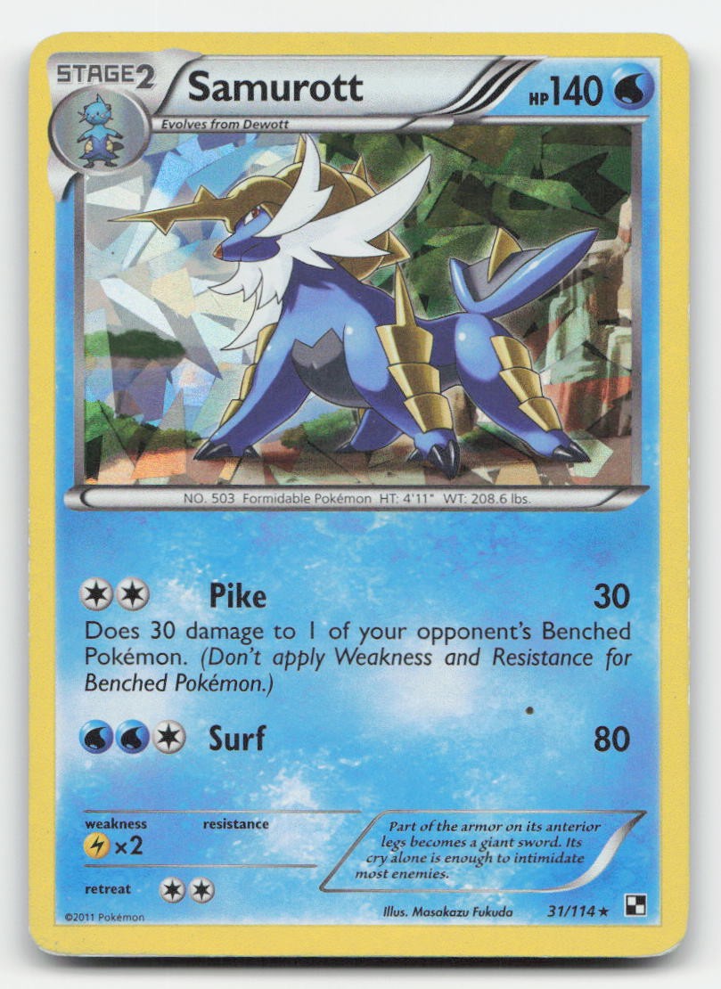 Samurott (Cracked Ice Holo) Holo Deck Exclusives 31/114 Holo Rare Pokemon MP