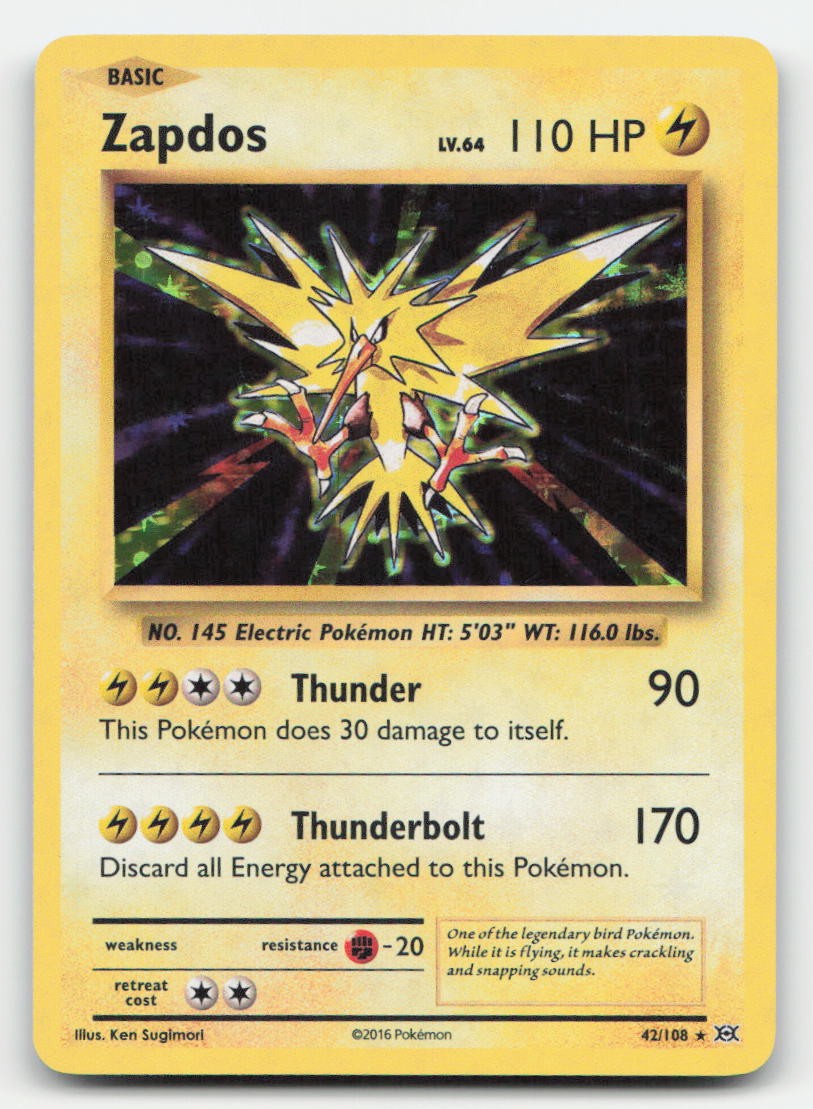 Zapdos Holo Evolutions 42/108 R Pokemon LP