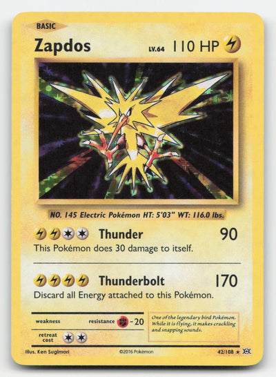 Zapdos Holo Evolutions 42/108 R Pokemon LP