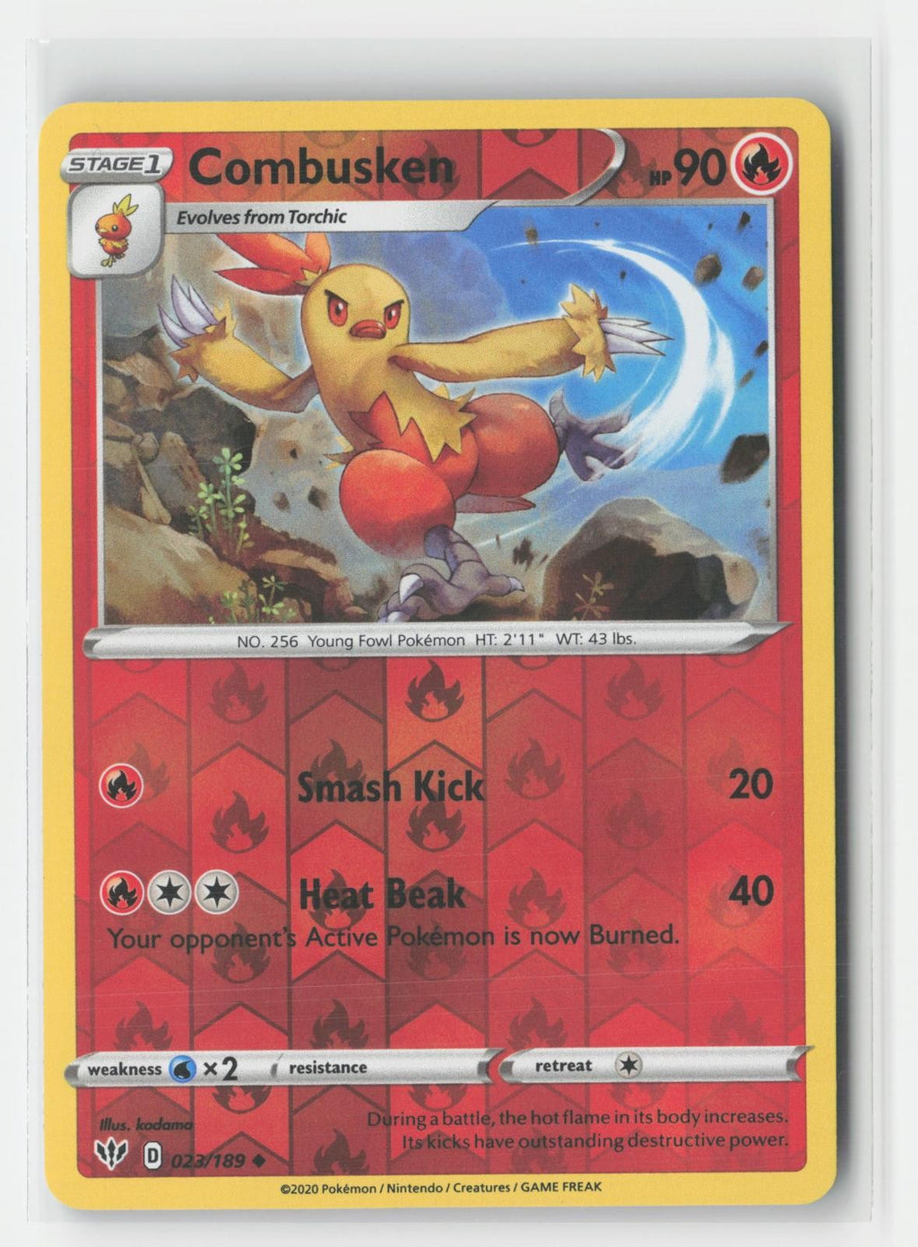 Combusken Reverse Holo Darkness Ablaze 023/189 UC Pokemon NM