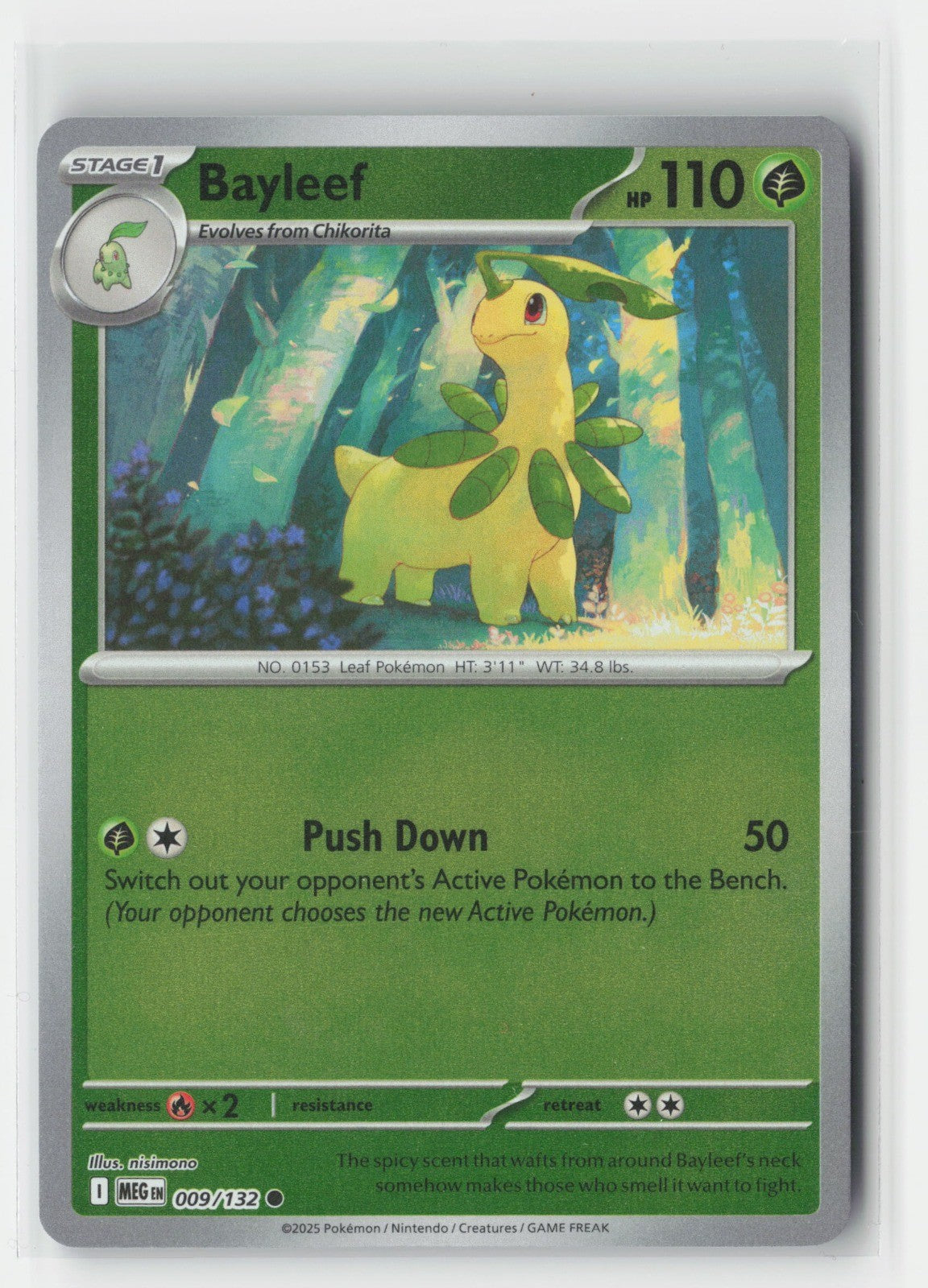 Bayleef Reverse Holo ME01: Mega Evolution MEG 009/132 Pokemon TCG