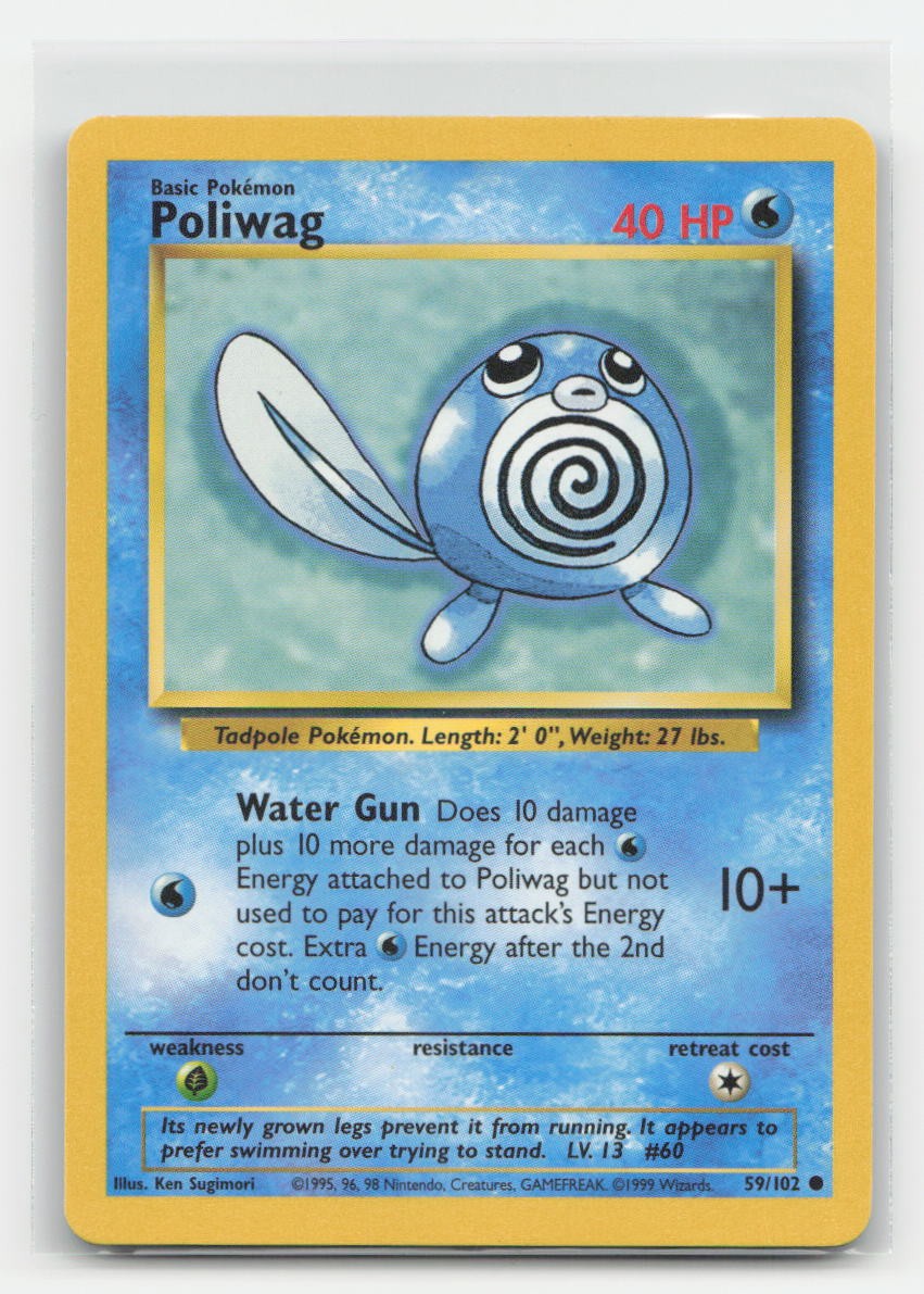 Poliwag Base Set Unlimited 59/102 C Pokemon MP