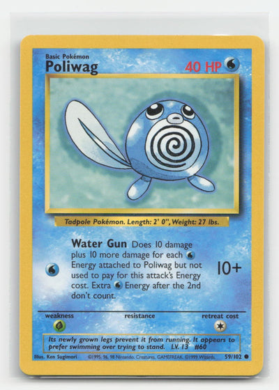 Poliwag Base Set Unlimited 59/102 C Pokemon MP
