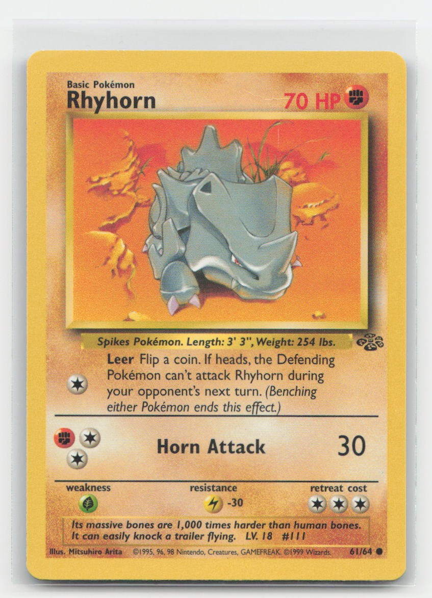 Rhyhorn Unlimited Jungle 61/64 C Pokemon DMG