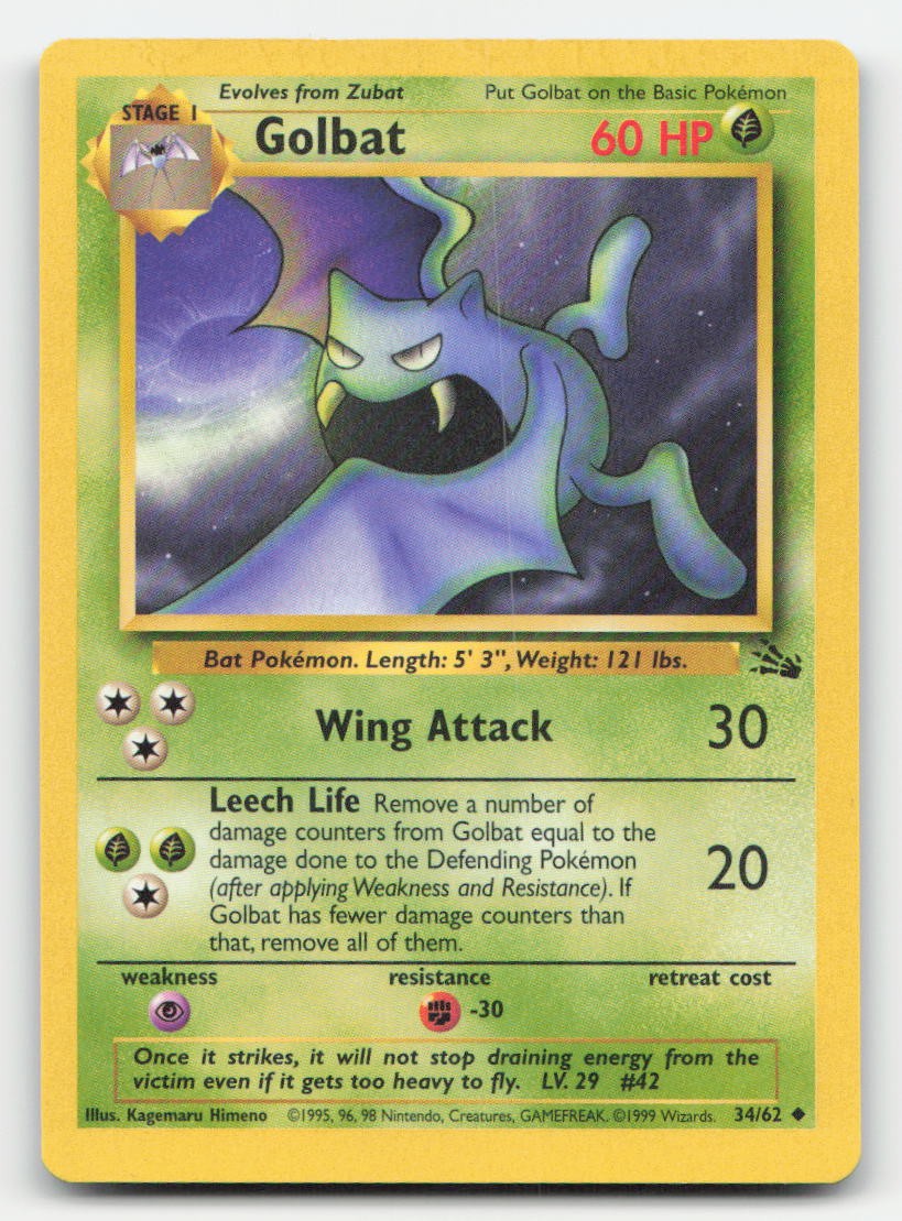 Golbat Unlimited Fossil 34/62 UC Pokemon LP