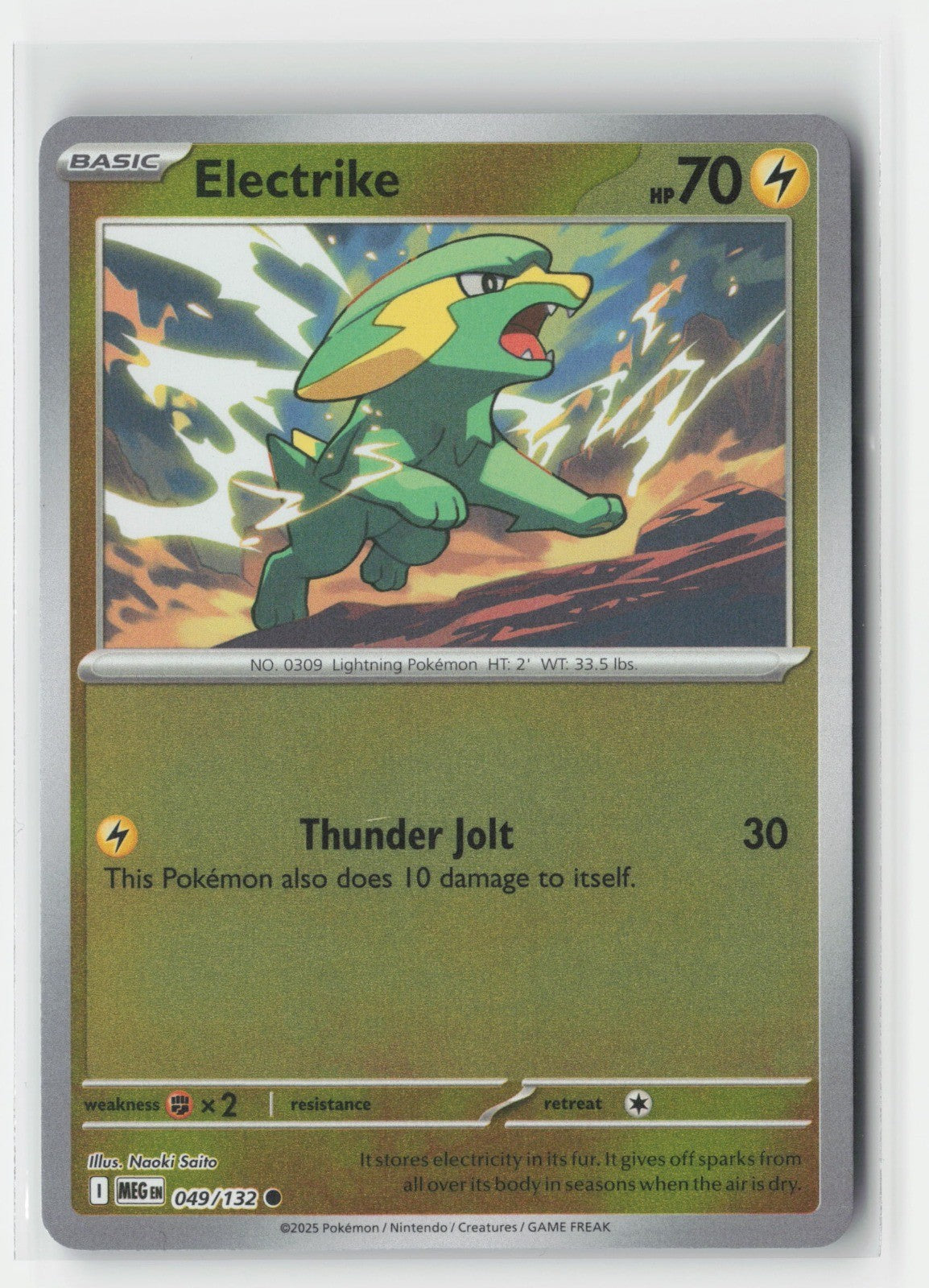 Electrike Reverse Holo ME01: Mega Evolution MEG 049/132 Pokemon TCG