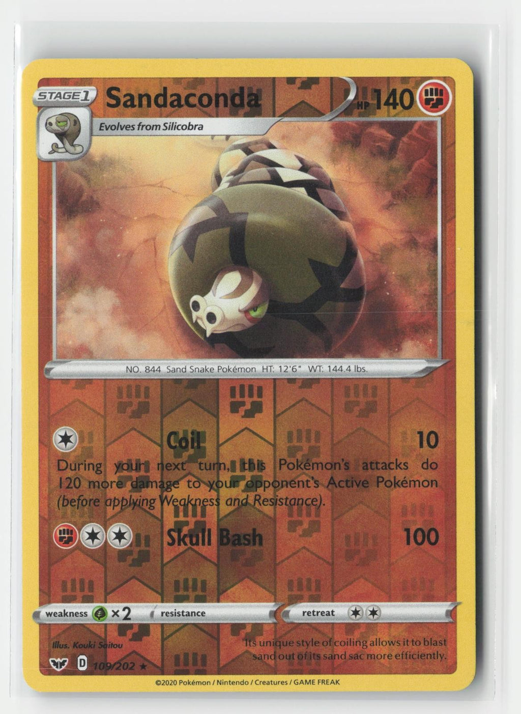 Sandaconda Sword & Shield 109/202 R Pokemon Reverse Holo NM
