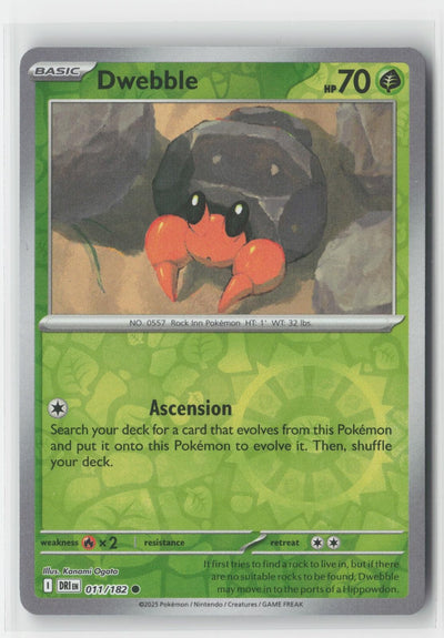 Dwebble Reverse Holo Destined Rivals 011/182 C Pokemon NM
