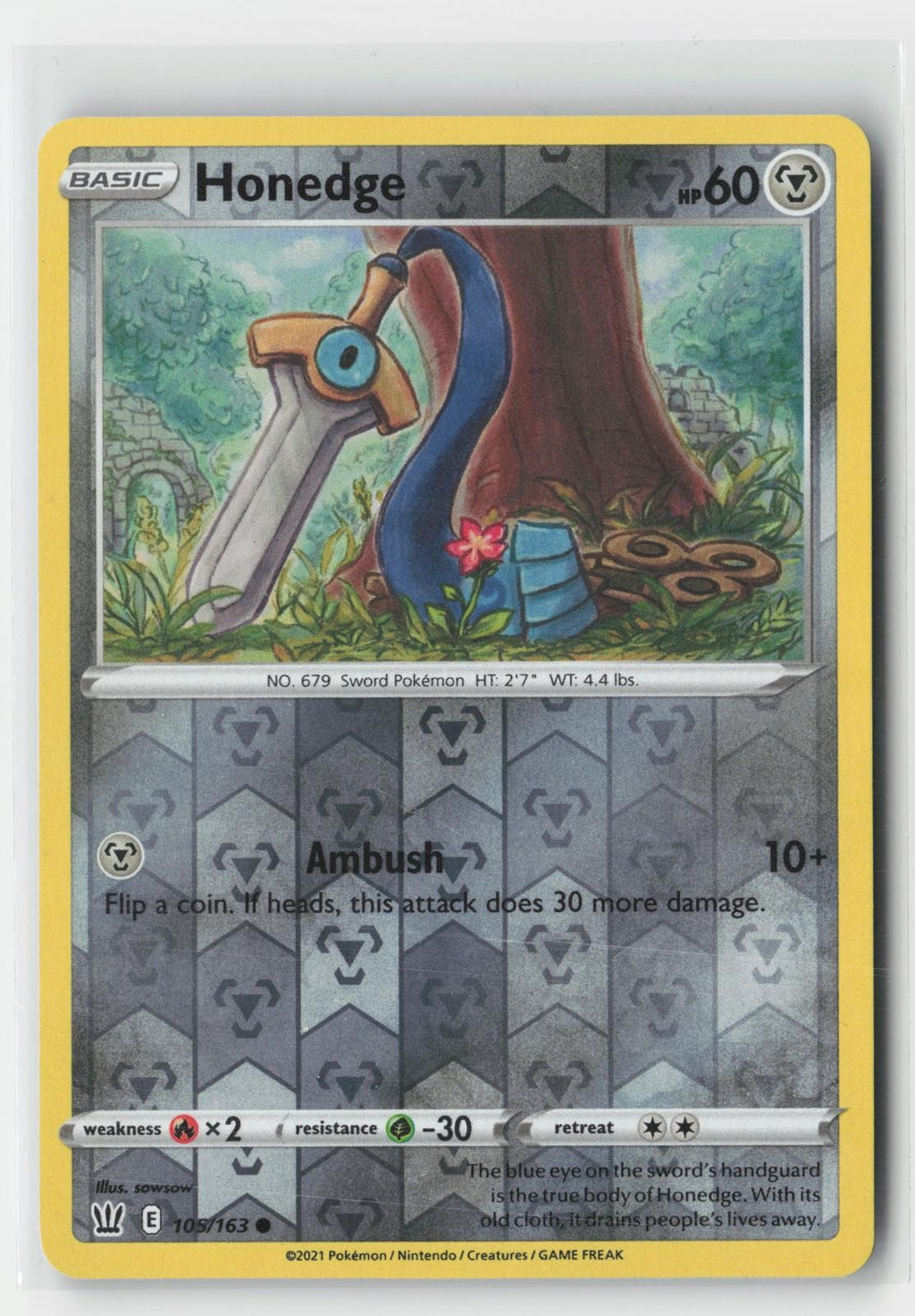 Honedge Battle Styles 105/163 C Pokemon Reverse Holo NM