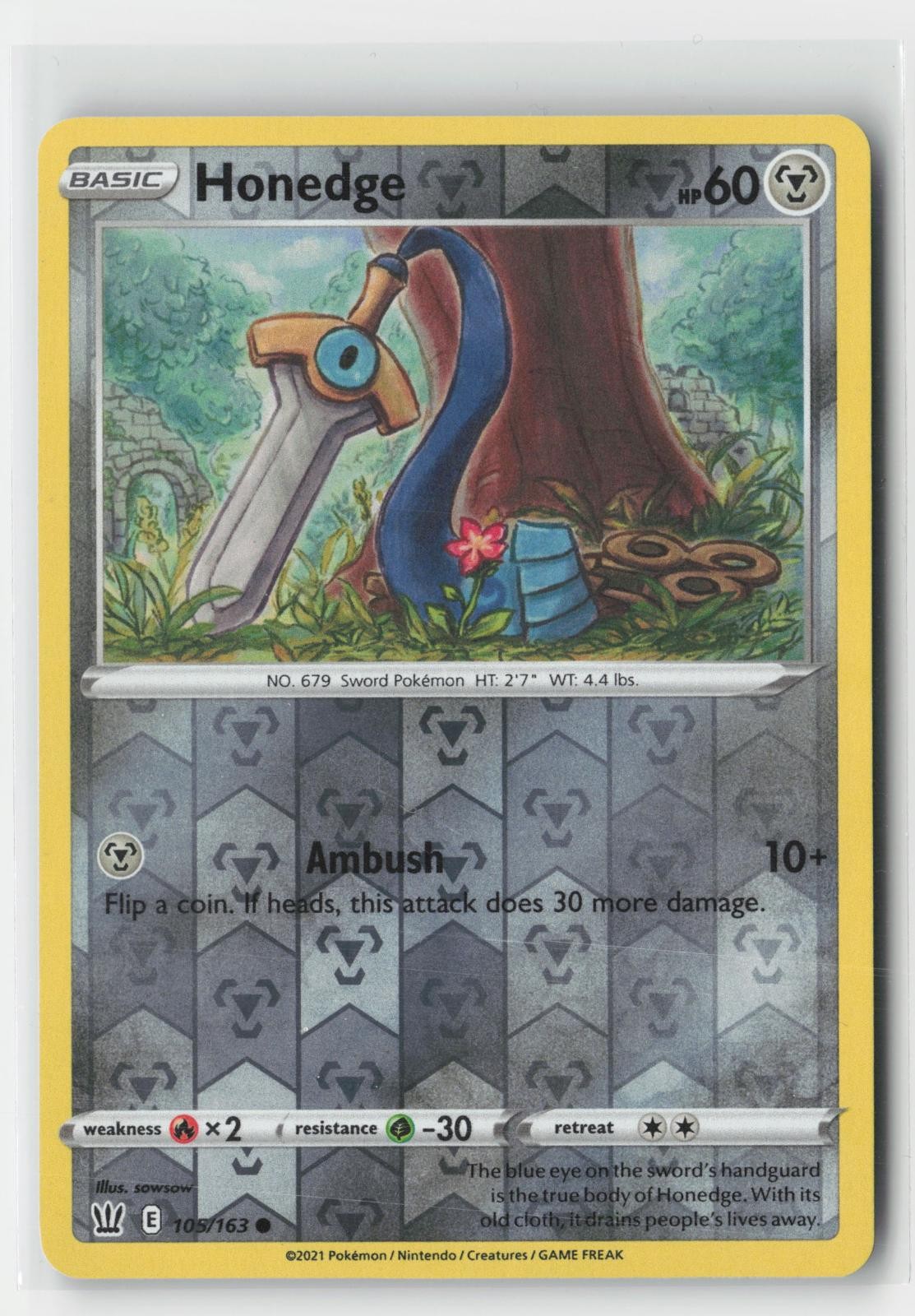 Honedge Battle Styles 105/163 C Pokemon Reverse Holo NM