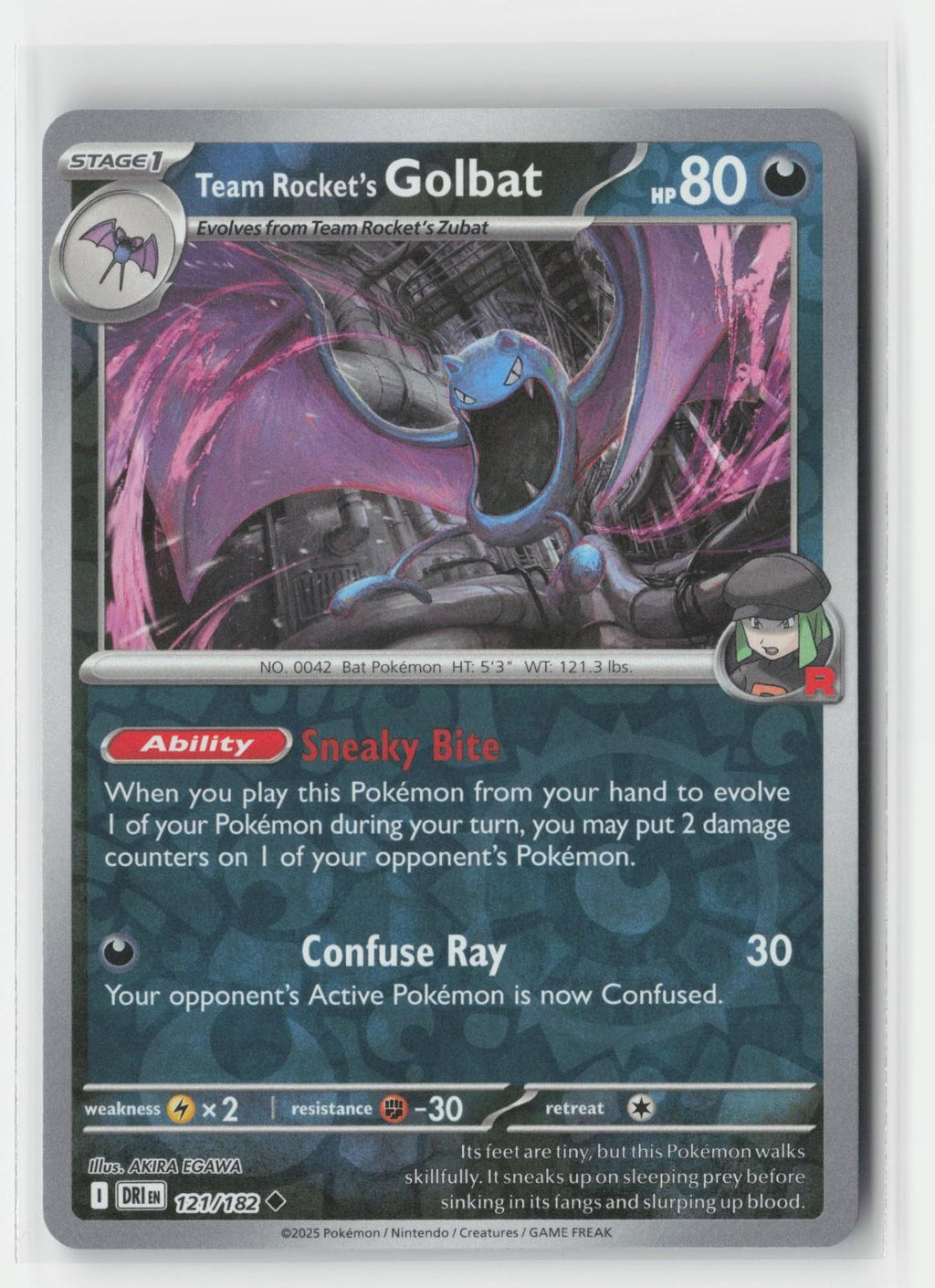 Team Rocket's Golbat Reverse Holo Destined Rivals 121/182 UC Pokemon NM