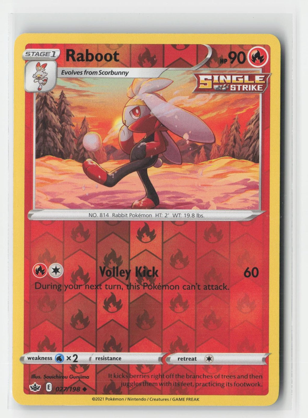Raboot Chilling Reign 027/198 UC Pokemon Reverse Holo NM