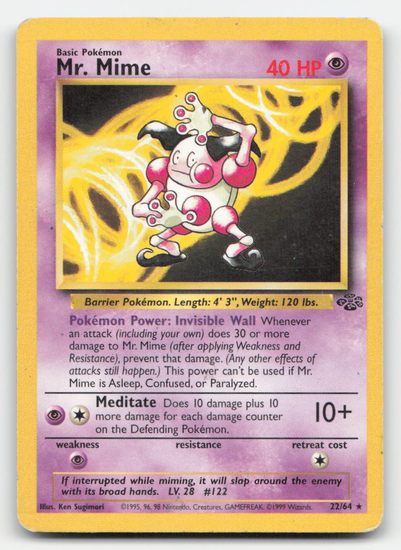 Mr. Mime Unlimited Jungle 22/64 R Pokemon HP