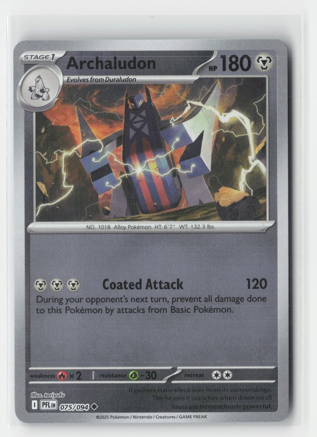 Archaludon Phantasmal Flames 075/094 UC Pokemon Reverse Holo NM