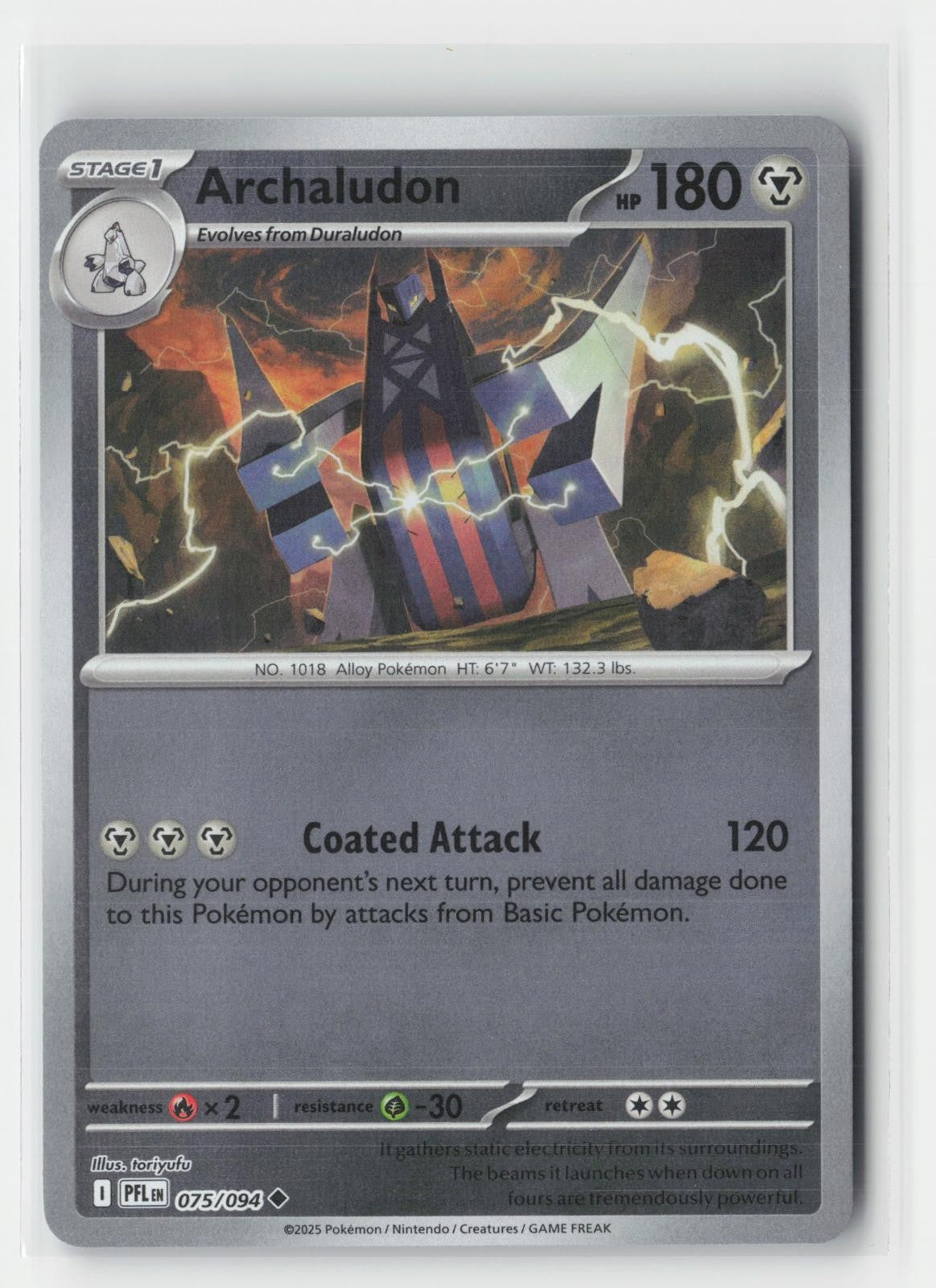 Archaludon Phantasmal Flames 075/094 UC Pokemon Reverse Holo NM