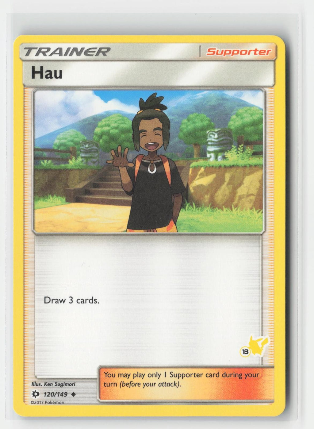 Hau (#13 Pikachu Stamped) Battle Academy 120/149 P Pokemon LP
