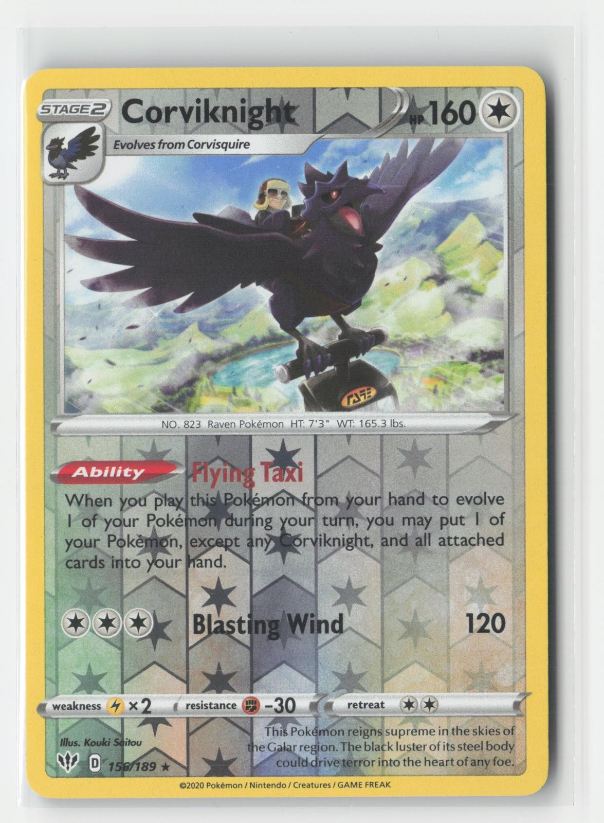 Corviknight Reverse Holo Holo Darkness Ablaze 156/189 R Pokemon NM