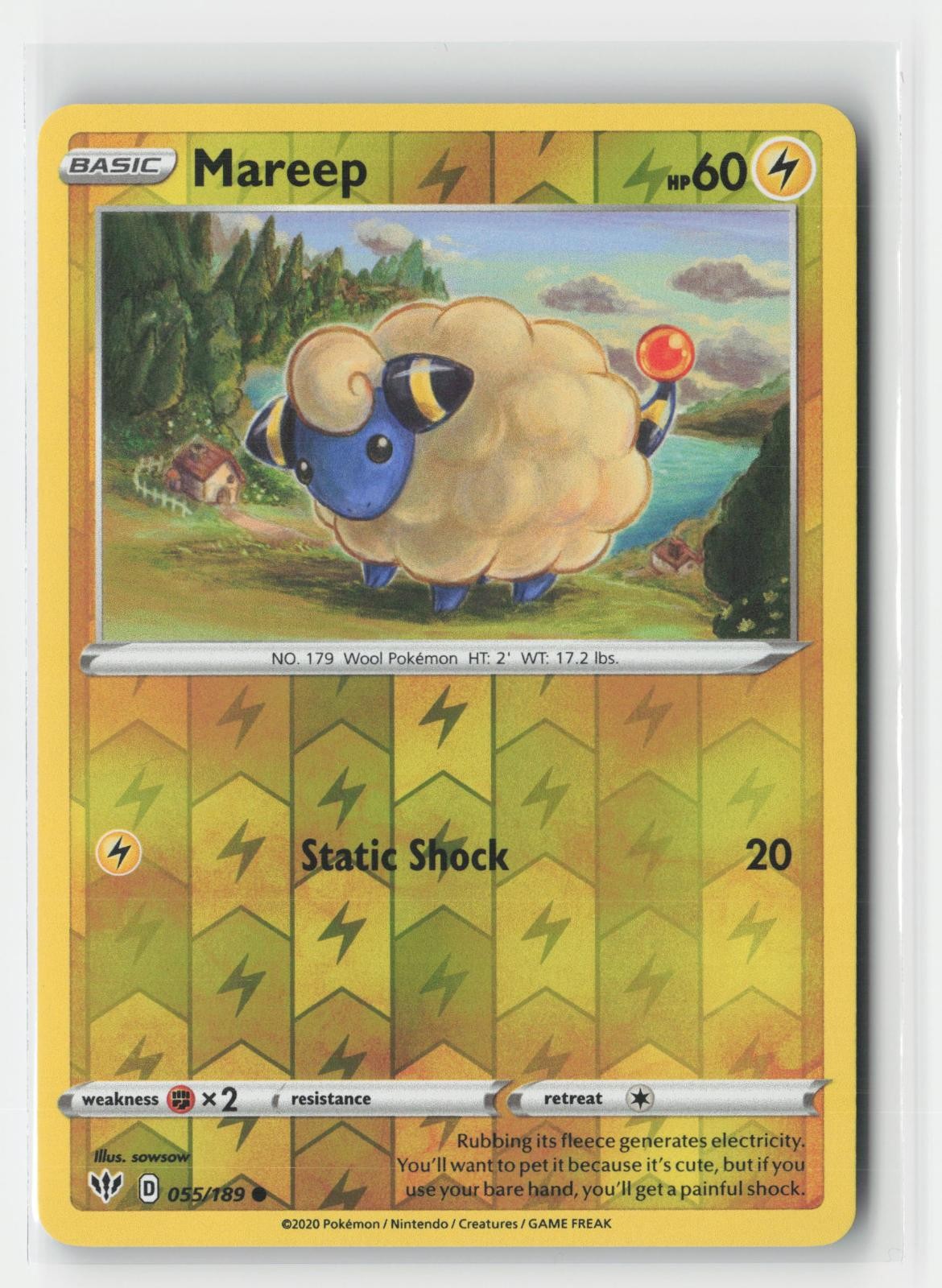 Mareep Darkness Ablaze 055/189 C Pokemon Reverse Holo NM