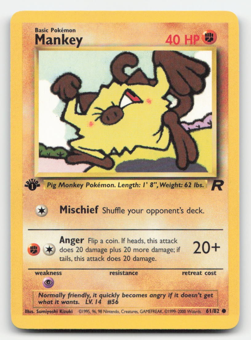 Mankey 1st Edition Team Rocket 61/82 C Pokemon NM