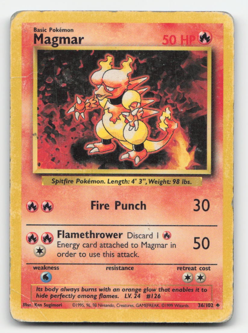 Magmar Base Set Unlimited 36/102 UC Pokemon DMG
