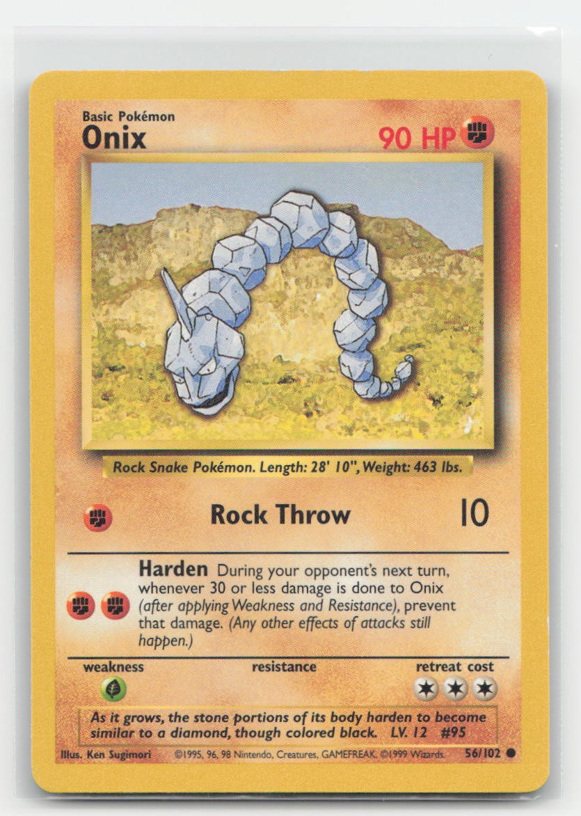 Onix Base Set Unlimited 56/102 C Pokemon HP