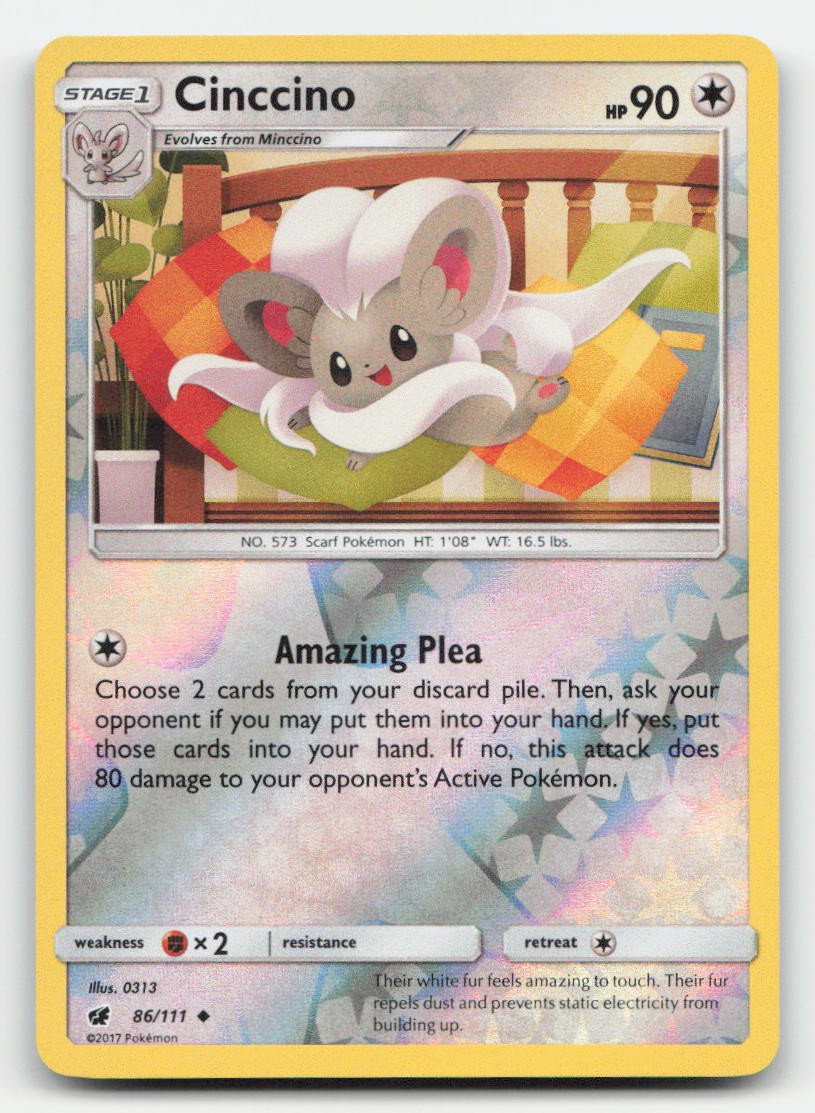 Cinccino Reverse Holo Crimson Invasion 86/111 UC Pokemon LP