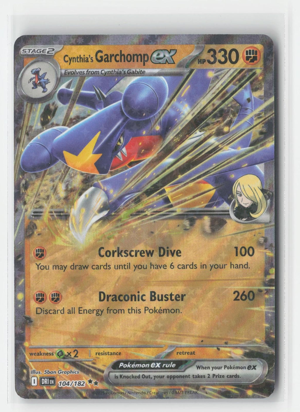 Cynthia's Garchomp ex Holo Destined Rivals 104/182 Double Rare Pokemon NM