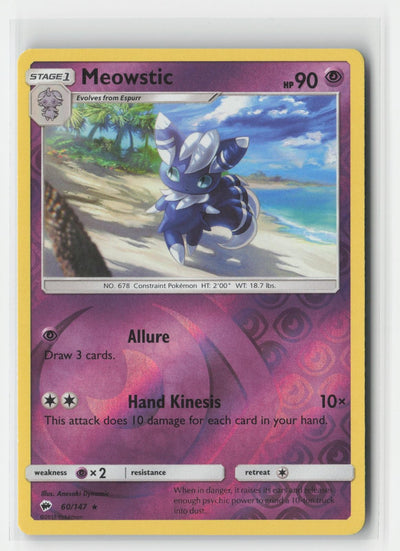 Meowstic Reverse Holo Burning Shadows 60/147 R Pokemon NM