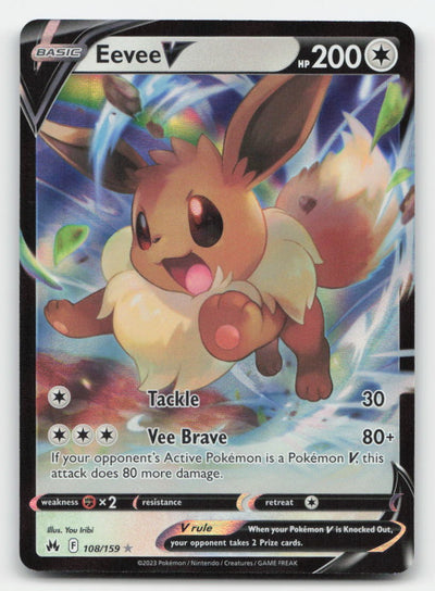 Eevee V Holo Crown Zenith 108/159 V Rare Pokemon LP
