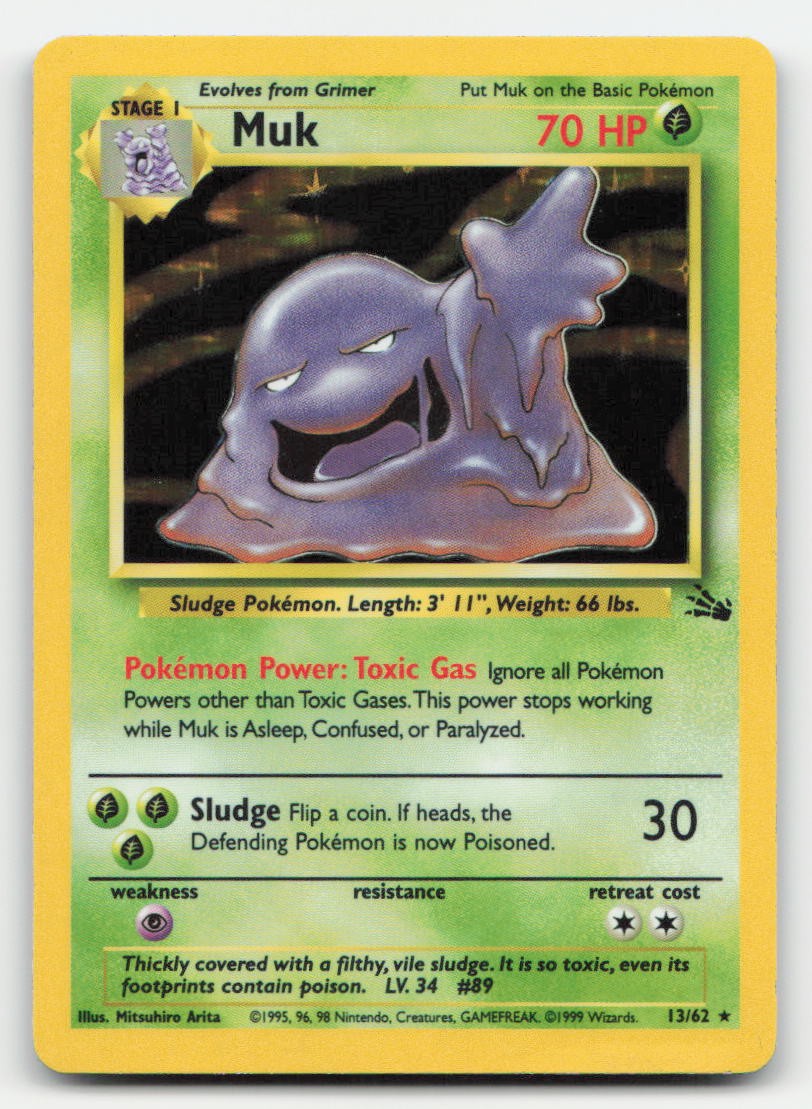 Muk Unlimited Holo Holo Fossil 13/62 R Pokemon LP