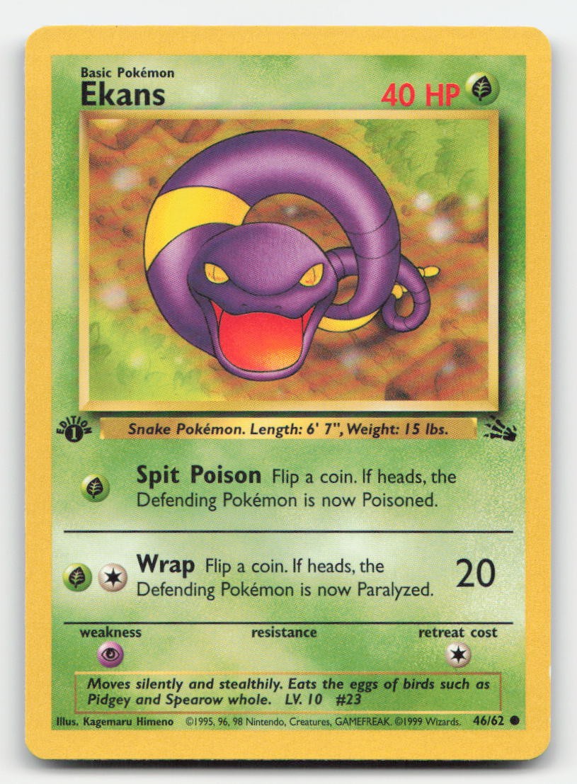 Ekans 1st Edition Fossil 46/62 C Pokemon MP