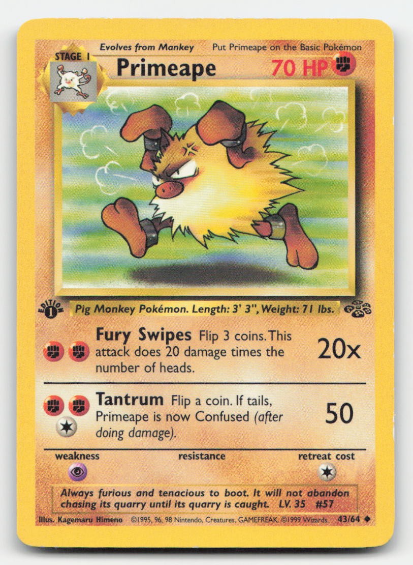 Primeape 1st Edition Jungle 43/64 UC Pokemon MP