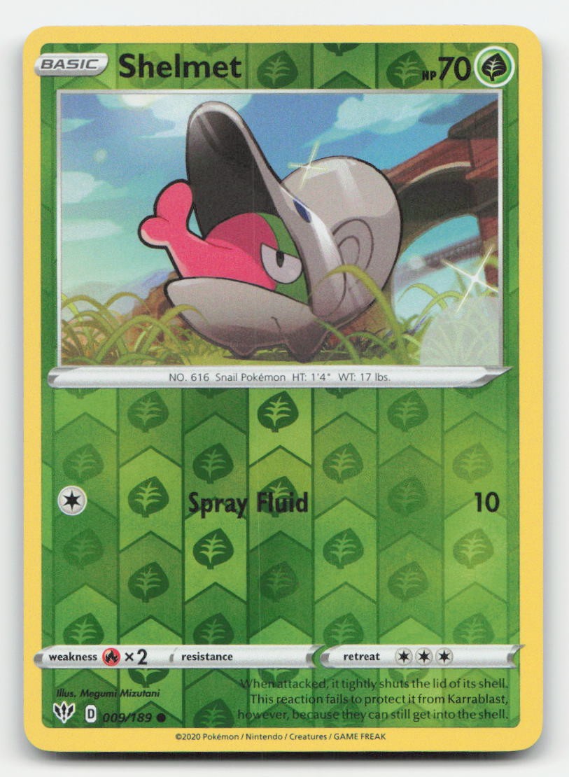 Shelmet Reverse Holo Darkness Ablaze 009/189 C Pokemon NM