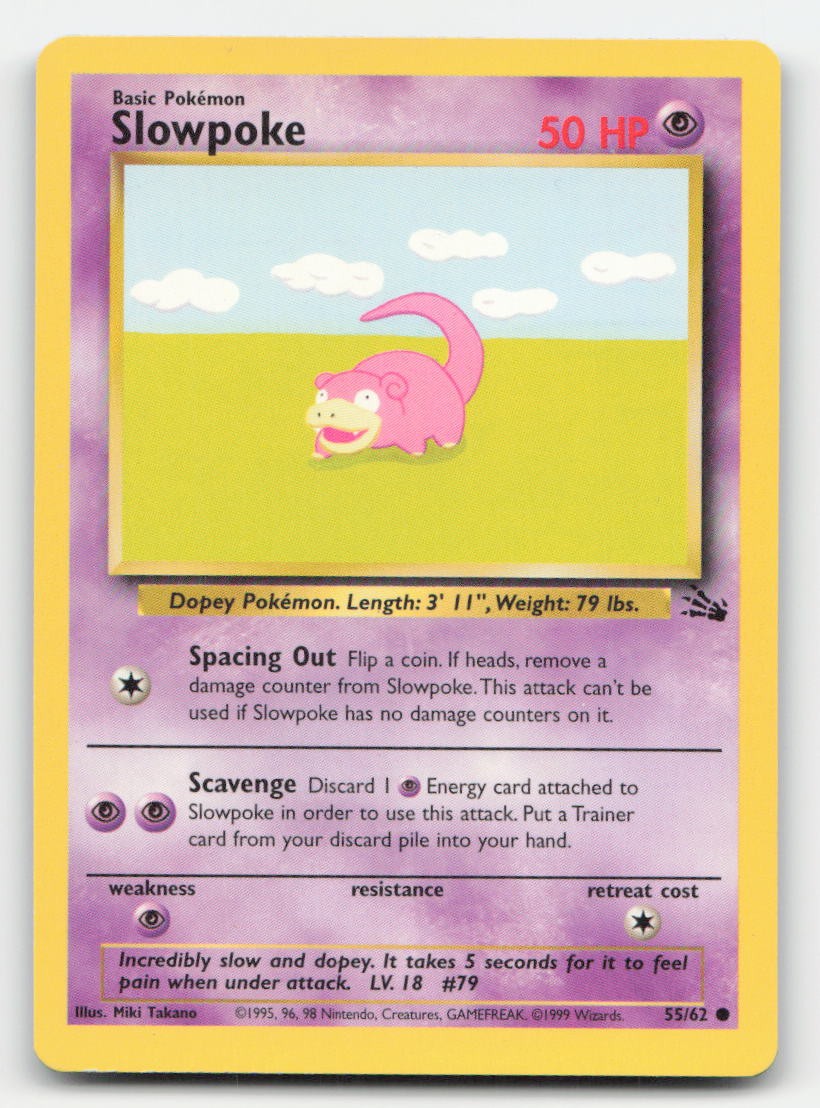 Slowpoke Unlimited Fossil 55/62 C Pokemon MP
