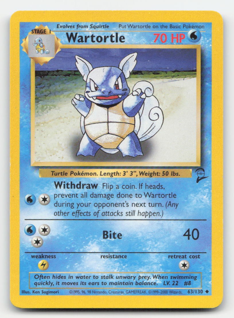 Wartortle Base Set 2 63/130 UC Pokemon LP